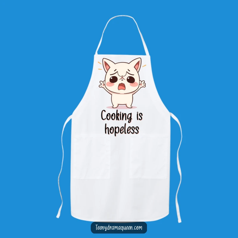 Funny Exasperated Kawaii Character Apron - Cooking Humor for the Fed-Up Chef