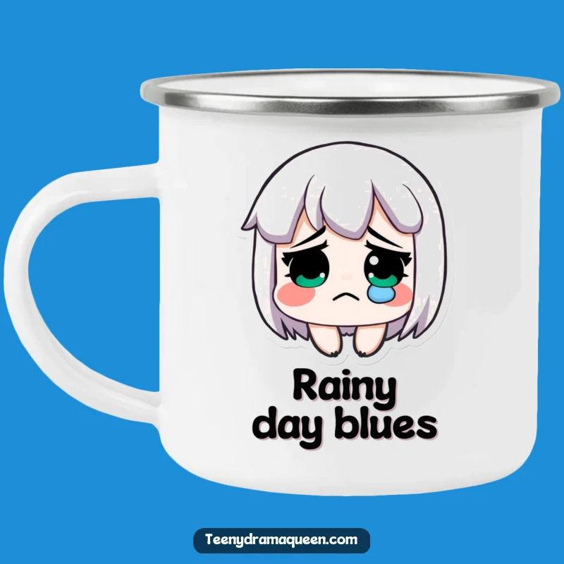 Funny Campfire Tear Mug: Sad Character's Single Tear, Outdoor Gift!