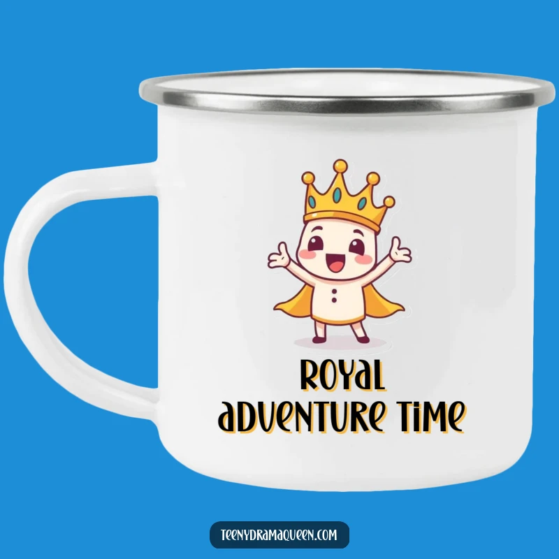 Funny Dramatic Crown Camping Mug: Theatrical Drinkware for Grand Adventures
