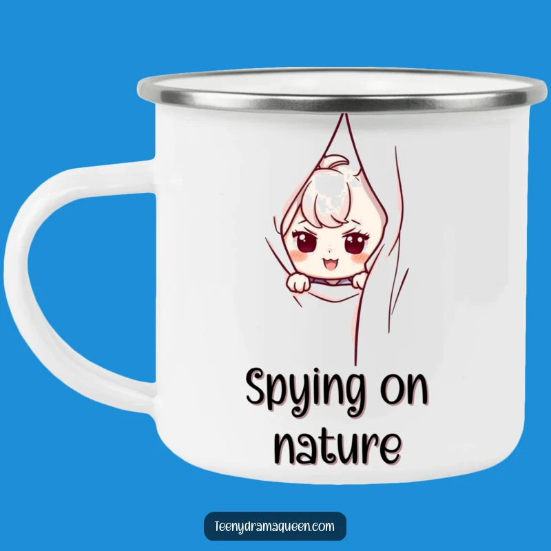 Funny Peeking Character Camping Mug - Mysterious Sips and Perfect Funny Gift