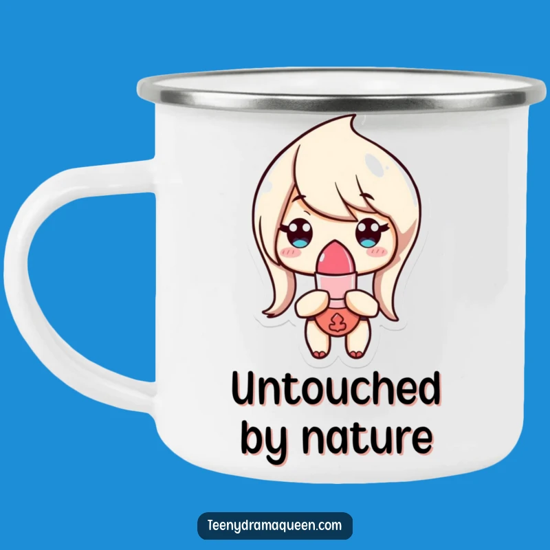 Funny Camping Mug - Lipstick Character's Cool Brew, Perfect Outdoor Comedic Gift