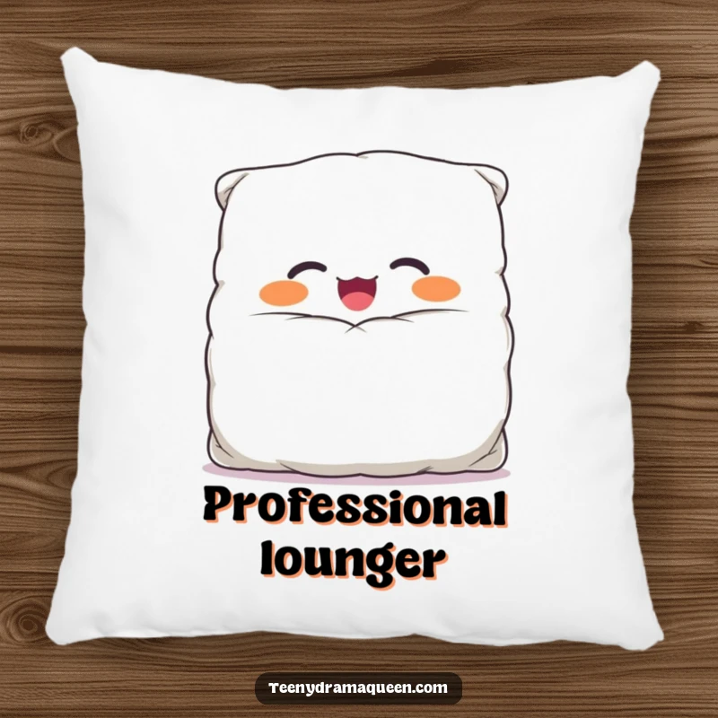 Funny pillow designed as a giggling, overstuffed pillow character with a comically large case, offering comfort and comedic charm.