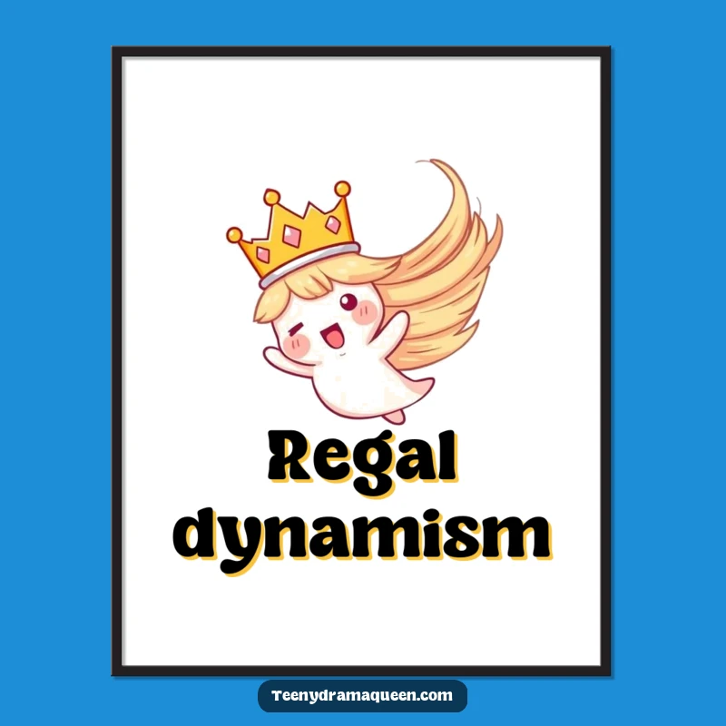 Funny Crown Whirlwind Digital Print: Dramatic Flying Crown Art, Instant Regal Humor Decor