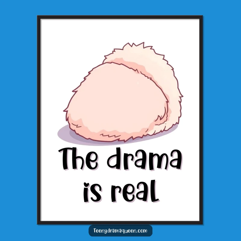 Funny Dramatic Slipper Digital Art Print - Exaggerated Shadow, Fluffy Design, Instant Gift
