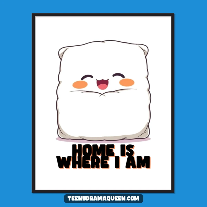 Funny Giggling Pillow Digital Art Print - Overstuffed Character, Comical Case, Instant Gift