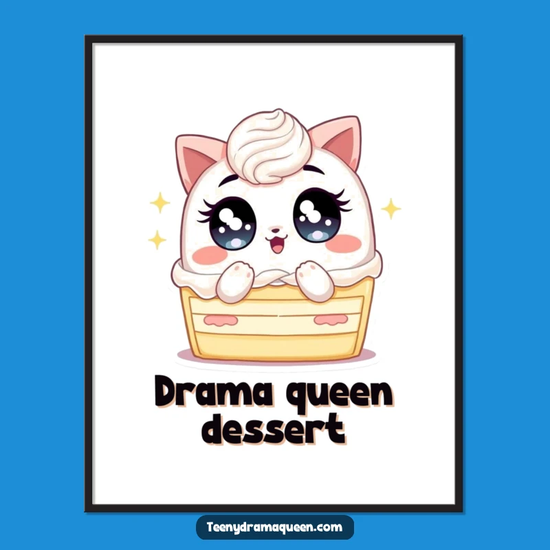 Funny Cake Eyes Poster: Overheated Dessert Art, Hilarious Wall Decor Gift