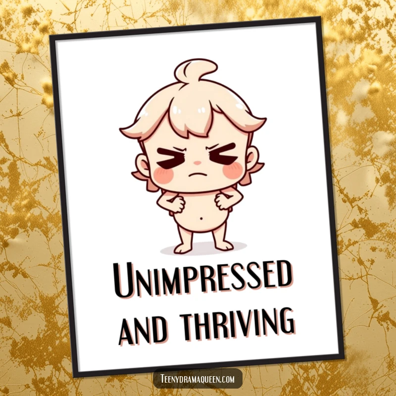 Funny Poster art of a character huffing and puffing with hands on hips, radiating hilarious displeasure for your wall.