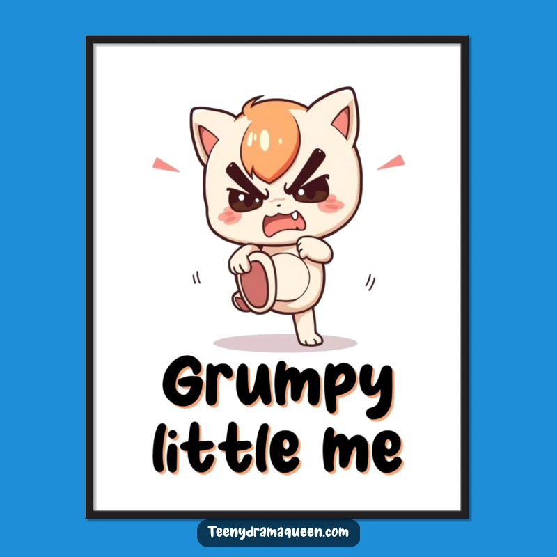 Funny Stomping Kawaii Character Poster - Decorate with Dramatic Flair