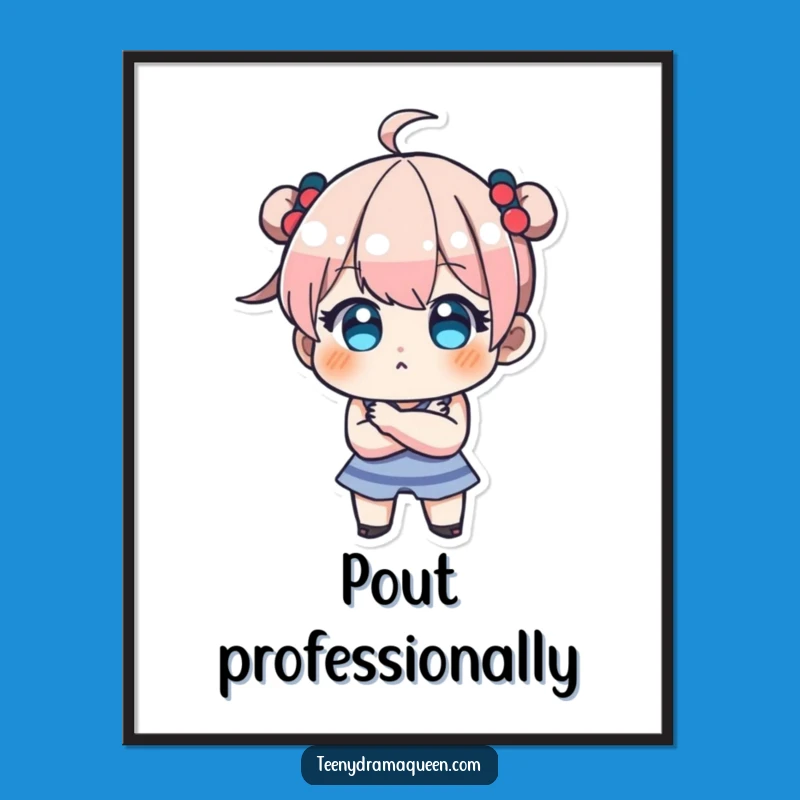 Funny Teeny Pout Poster - Adorable Character Art, Perfect Gift!