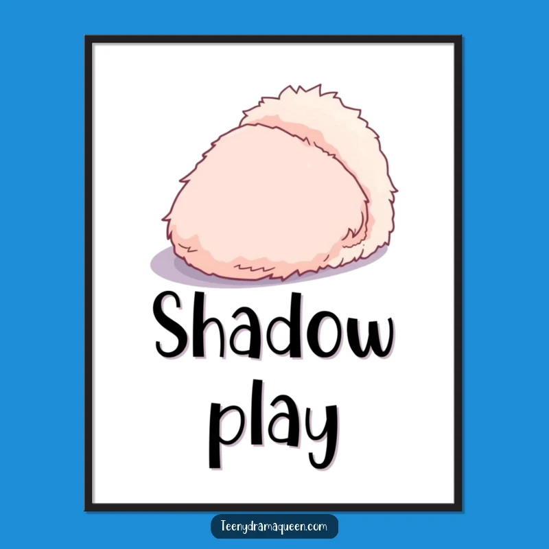 Funny Dramatic Slipper Poster - Exaggerated Shadow, Fluffy Design, Perfect Wall Art