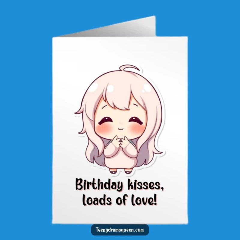 Free Printable Birthday Card: Kissing Character, Sweet Downloadable Gift for a Special Day
