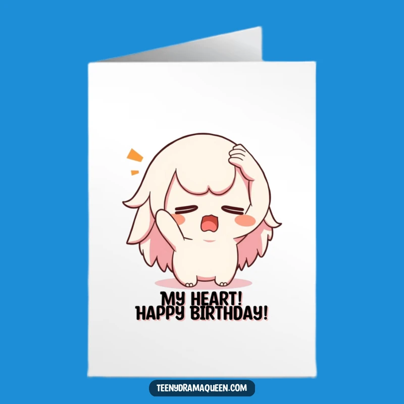 Free Printable Swooning Birthday Card - Funny Kawaii Character Downloadable Gift