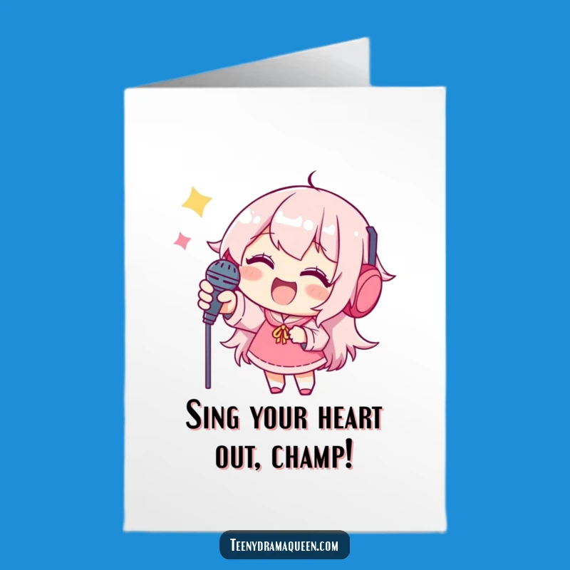 Free Printable Birthday Card: Funny Singing Character, Instant Download Gift