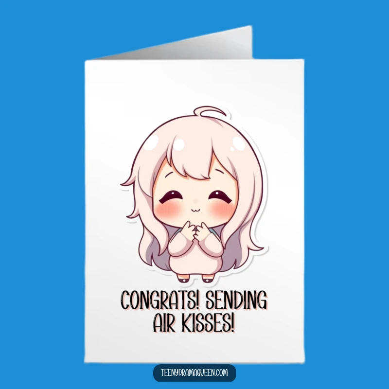 Free Printable Congrats Card: Kissing Character, Adorable Downloadable Gift for Success