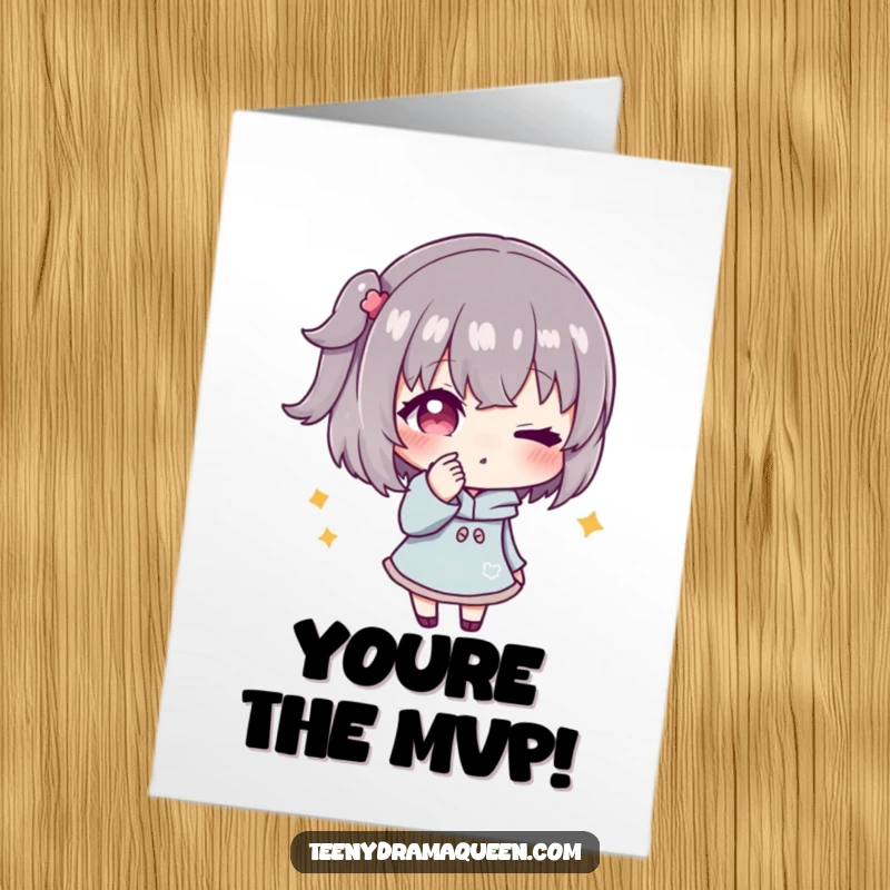 Funny Free Printable Congratulations Card: A character whispering secrets with a mischievous wink, celebrating success with playful conspiracy.