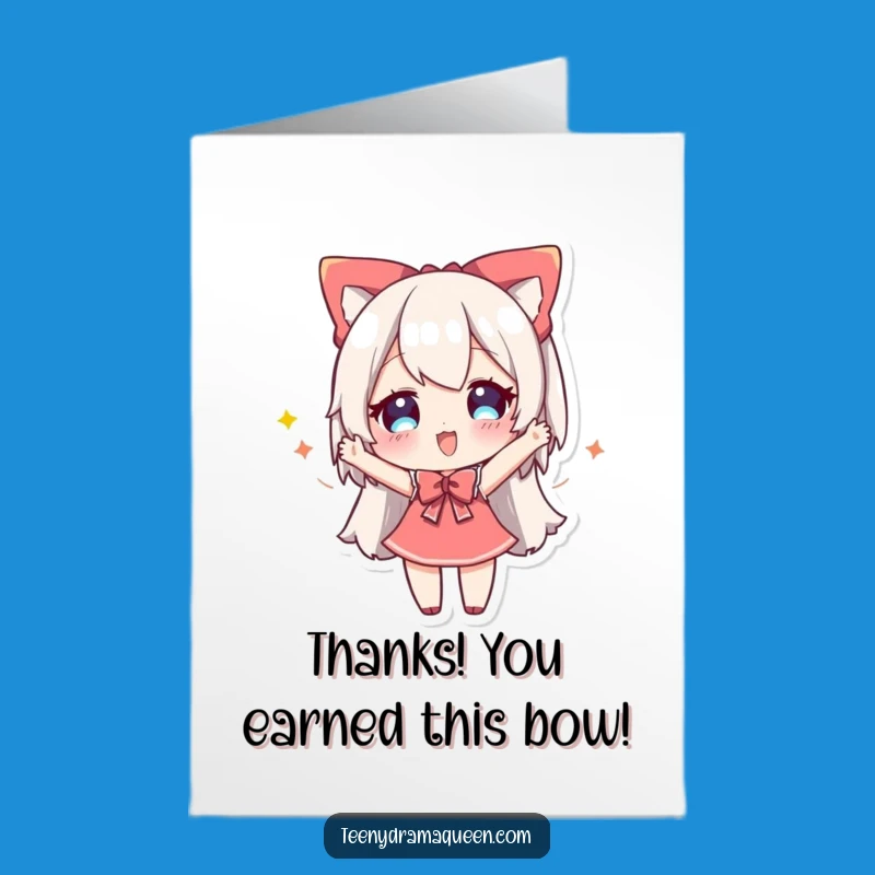 Free Printable Thank You Card: Bowing Character, Appreciative Downloadable Gift