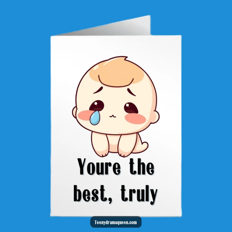Free Printable Thank You Card: Funny Tearful Character, Heartfelt Downloadable Gratitude