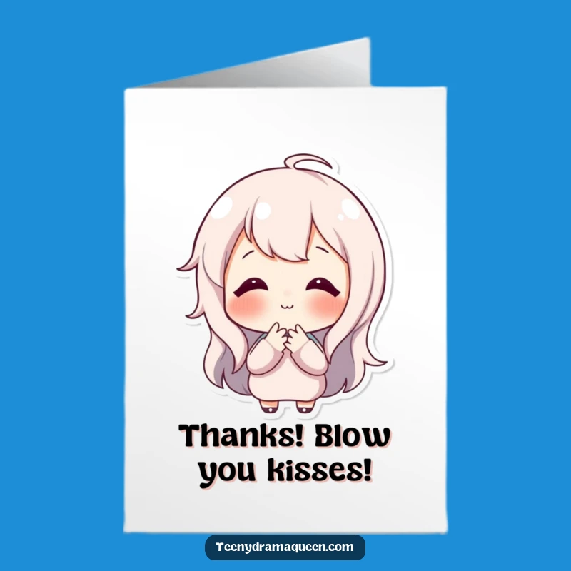Free Printable Thank You Card: Kissing Character, Charming Downloadable Gift