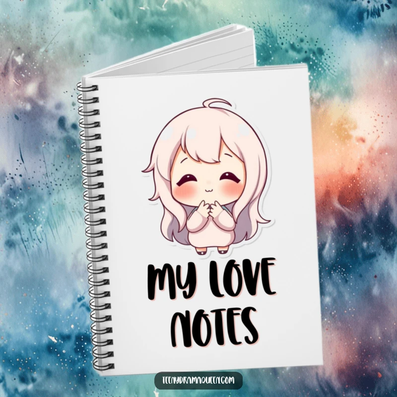 Funny notebook with a happy character blowing a tiny, sweet kiss, designed for jotting down thoughts with a touch of affection.