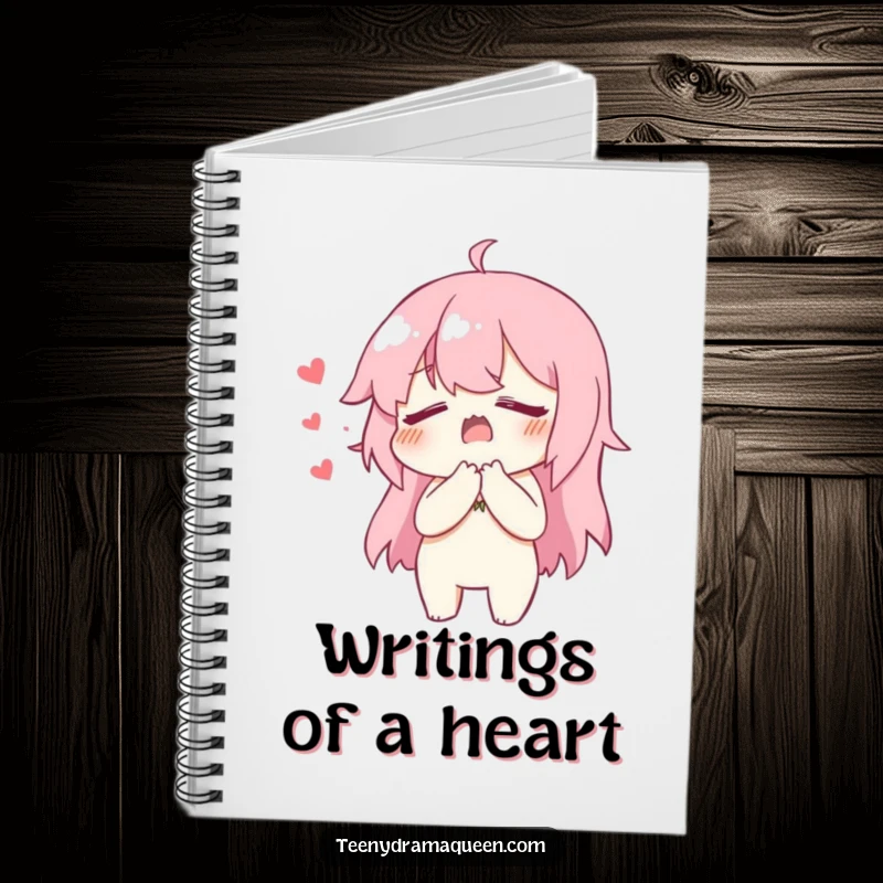 Funny Notebook cover featuring a character dramatically clutching its chest, faking heartbreak, ideal for writing down hilarious dramas.