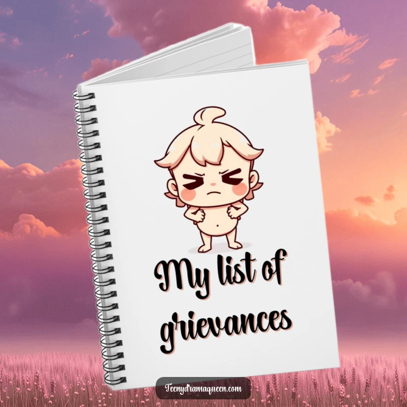 Funny Notebook cover featuring a character huffing and puffing with hands on hips, ideal for writing down humorous displeasures.