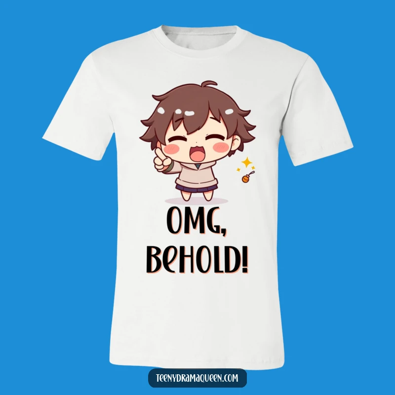 Funny Excited Character T-Shirt: Point Out Fun in Dramatic Style