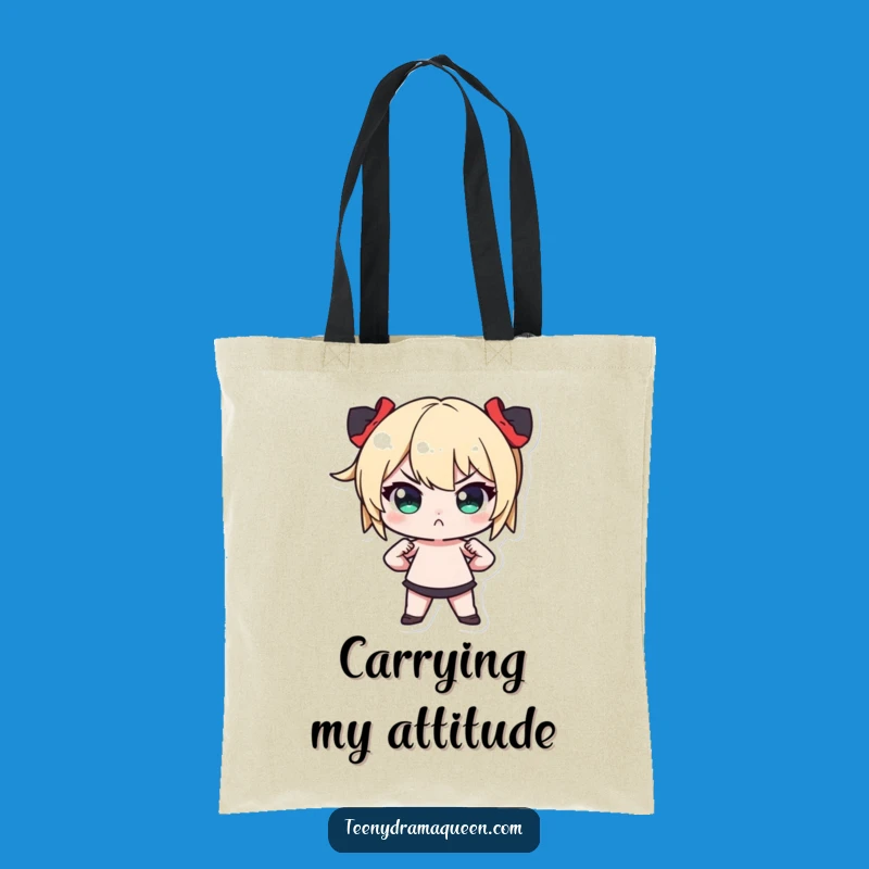Funny Tiny Pout Tote Bag: Dramatic Pose Carry-All Gift